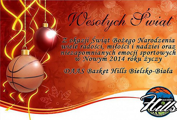 Zdrowych Spokojnych Świąt życzą koszykarze DAAS Basket Hills