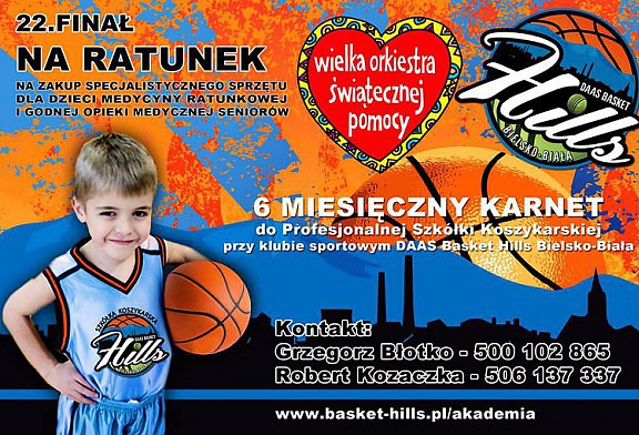 DAAS Basket Hills Bielsko-Biała wspiera 22 finał Wielkiej Orkiestry Świątecznej Pomocy.